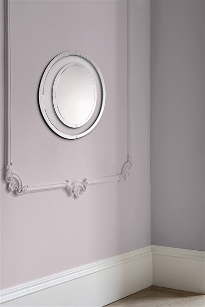 (image for) Laura Ashley Evie Small Round Mirror Clear Frame 60cm